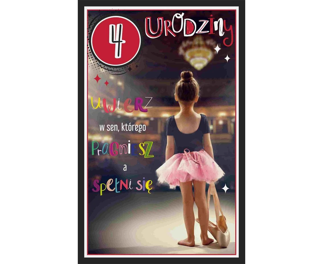 Birthday Card 4th Birthday, Ballerina, 13x20,5 cm